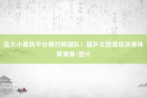 压大小赢钱平台横扫韩国队！国乒女团晋级决赛体育录像/图片